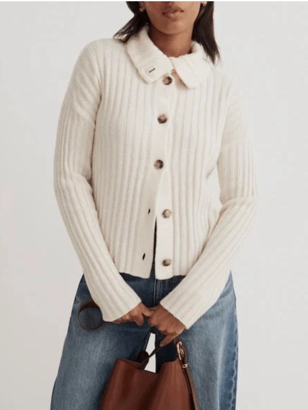 Madewell Wool Blend Oversize Collar Cardigan Sweater XS